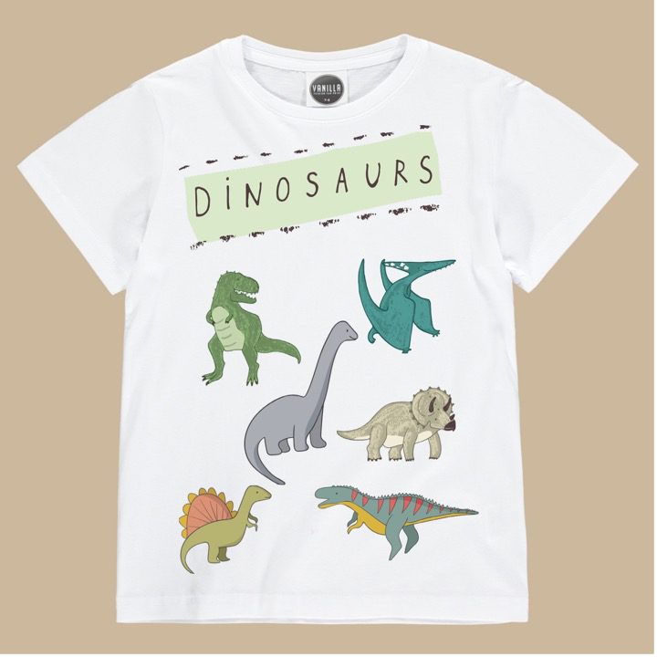 3-4y Various ages 'Velociraptor' White Dinosaur T.shirt