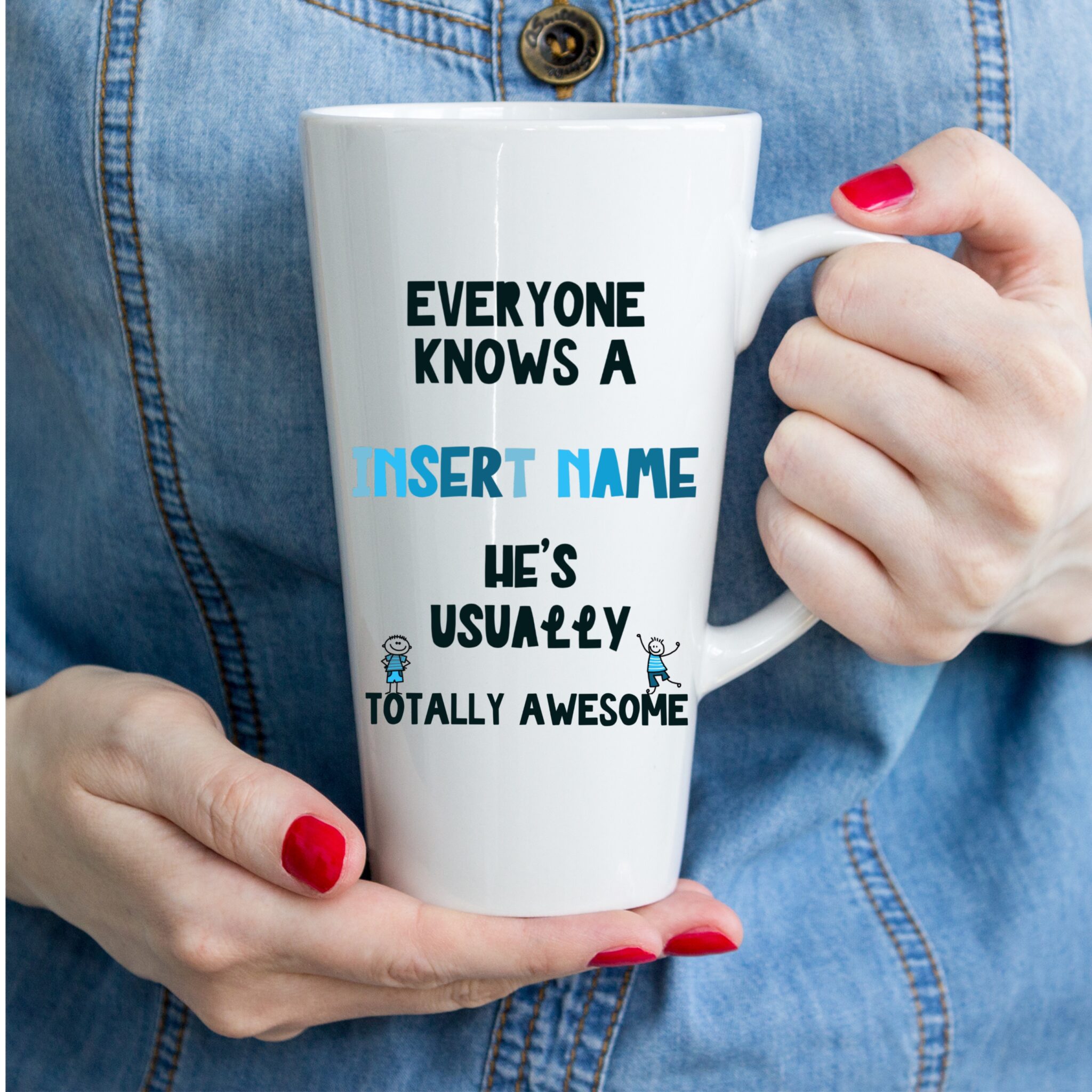 He's Totally Awesome personalised latte mug Crafty Badger