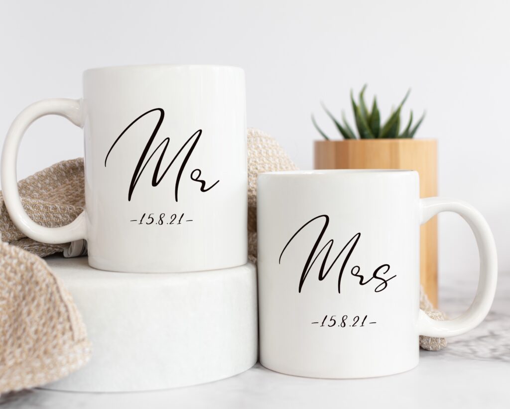 Mr & Mrs personalised mugs - Crafty Badger