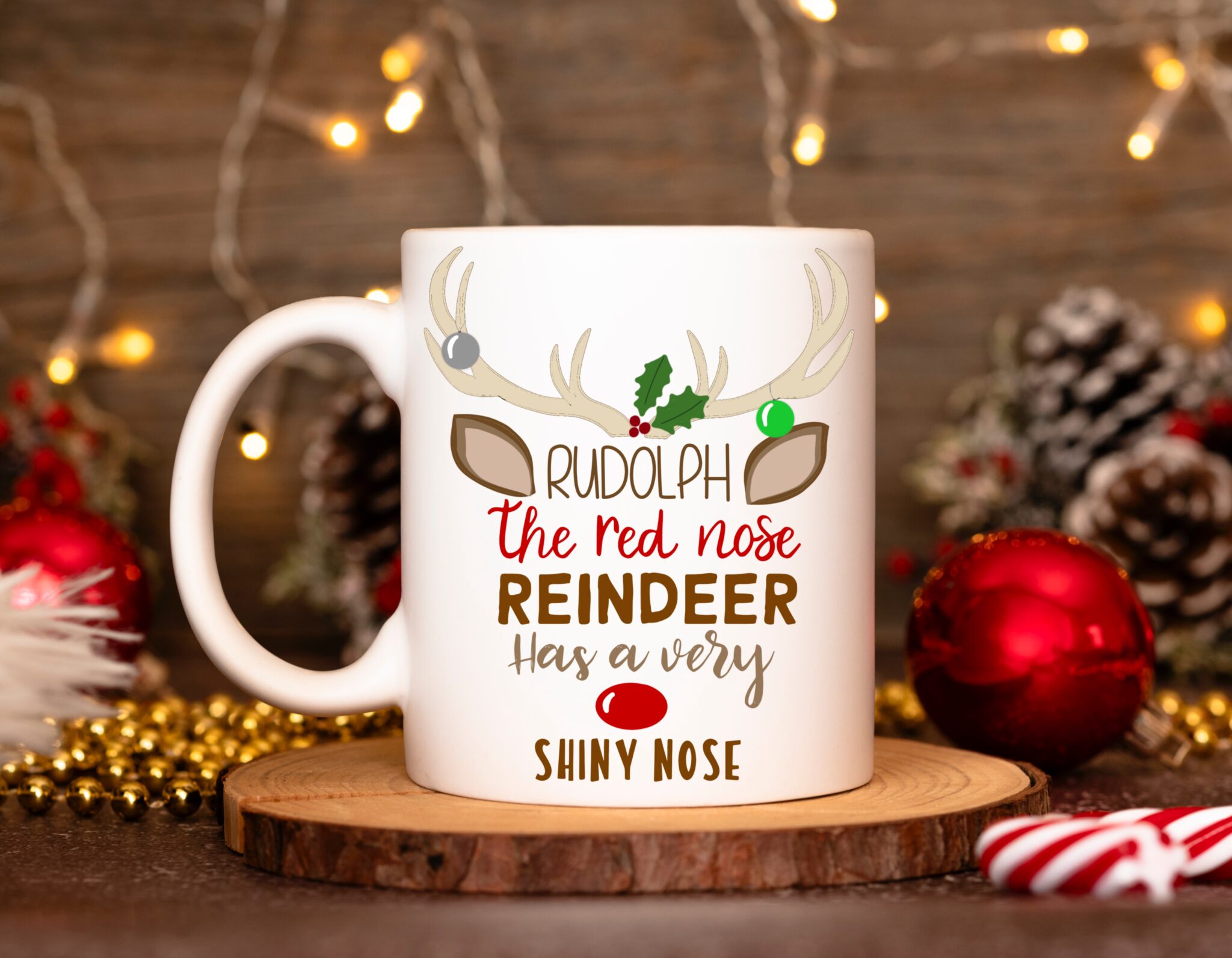 Rudolph's Shiny Nose mug - Crafty Badger