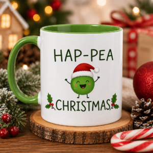 Hap-Pea Christmas 11oz white mug